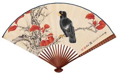谢稚柳 白蕉 己亥（1959年）作 花鸟 书法 成扇